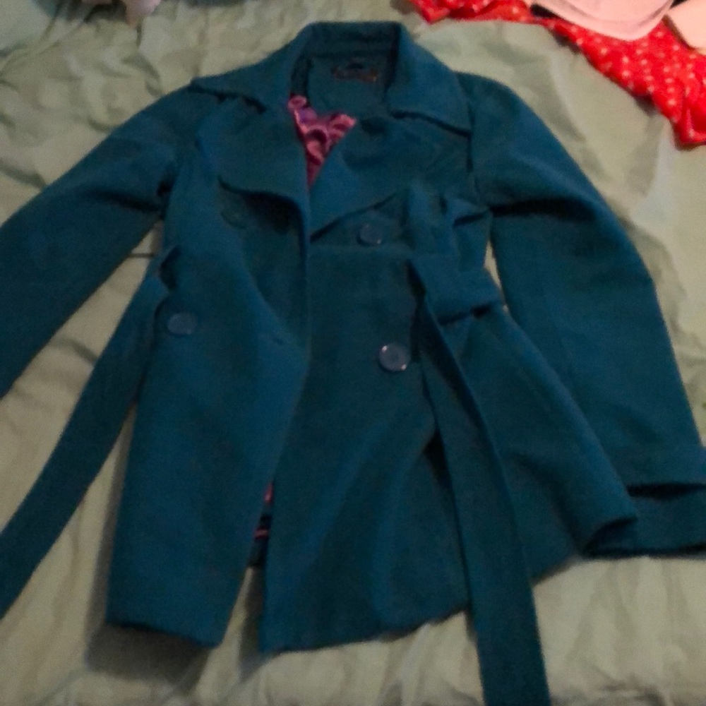 Pea coat. Teal colored. Small.